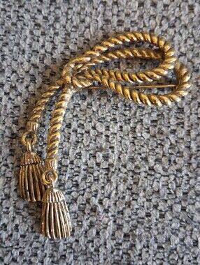 Vintage Gold Rope Tassel Brooch Pin